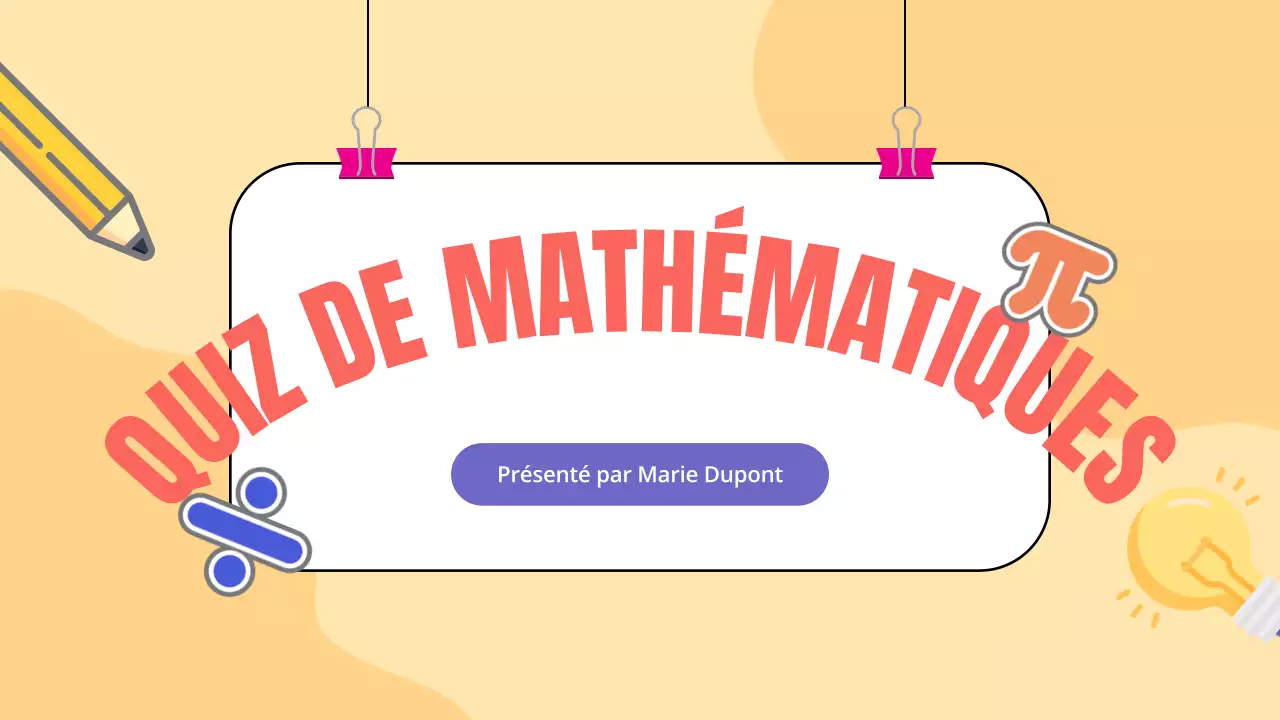 Yellow Animation Math Quiz Study Material