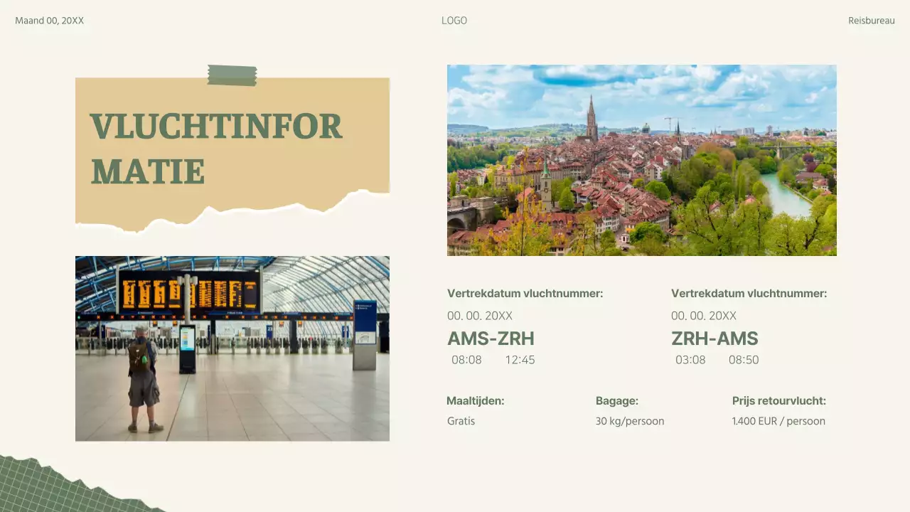 Groene Beige Retro Collage Reisplanner Reisschema