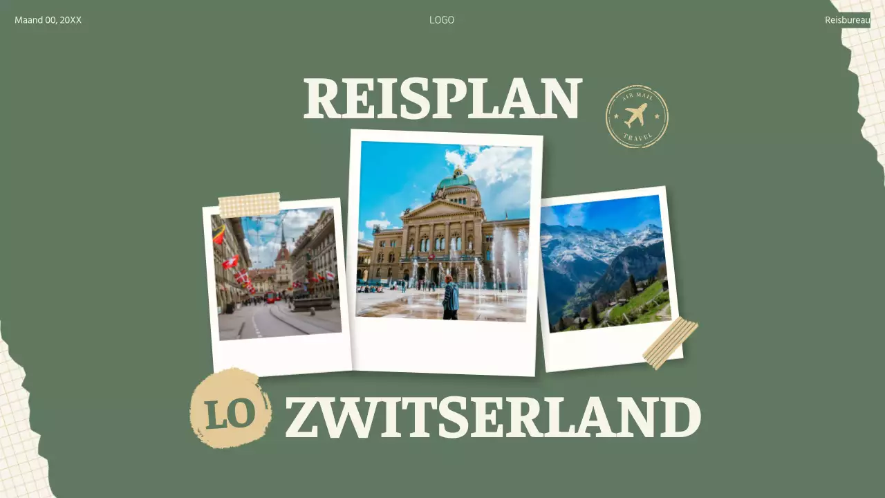 Groene Beige Retro Collage Reisplanner Reisschema