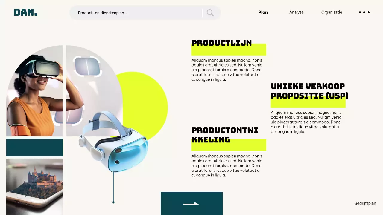 Ivoor Neongroen Eenvoudig Modern UI Ondernemingsplan