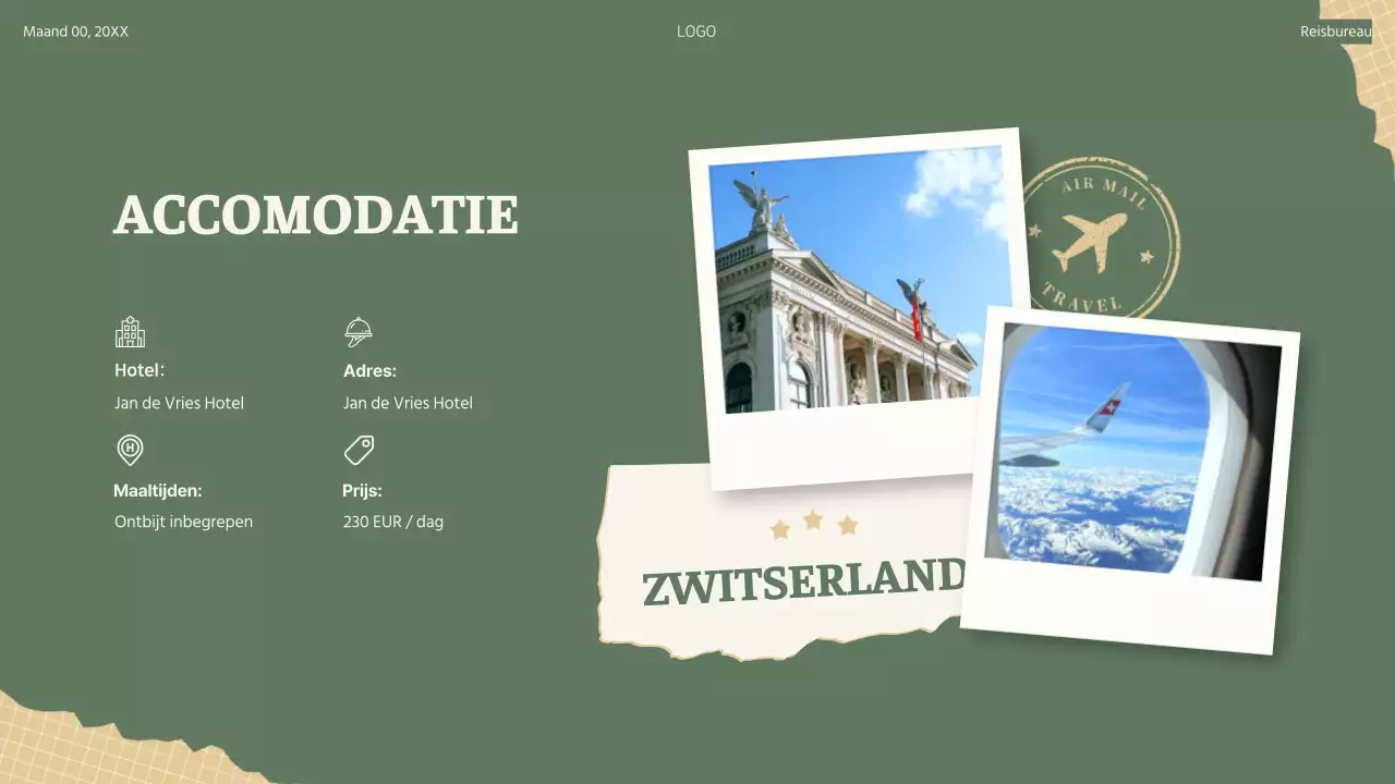 Groene Beige Retro Collage Reisplanner Reisschema