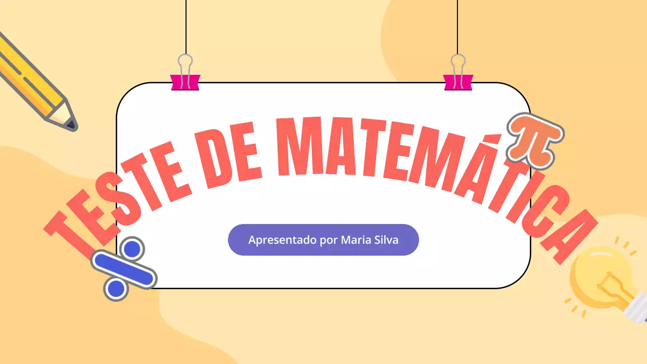 Animação amarela Material de estudo do questionário de matemática
