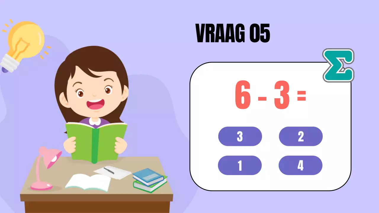 Gele animatie wiskunde quiz studiemateriaal