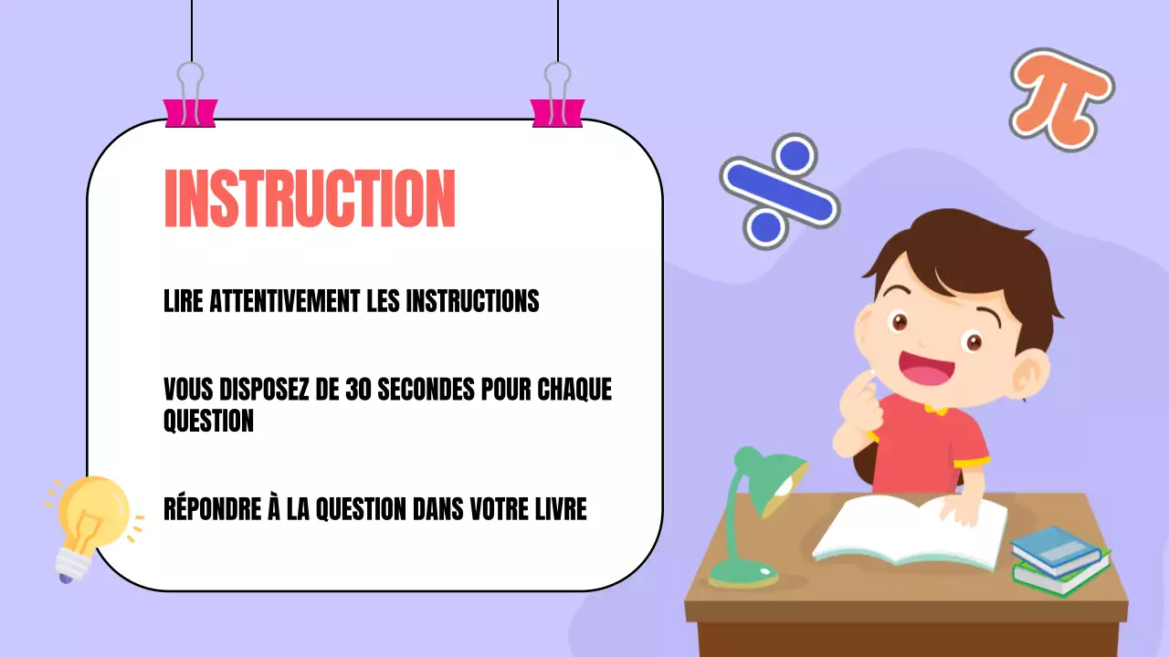 Yellow Animation Math Quiz Study Material