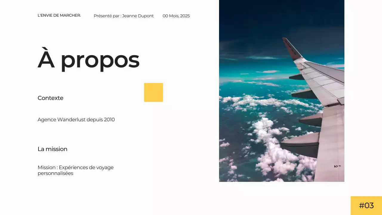 Blanc Jaune Moderne Simple Minimal Présentation Agence de Voyage Campagne Publicitaire