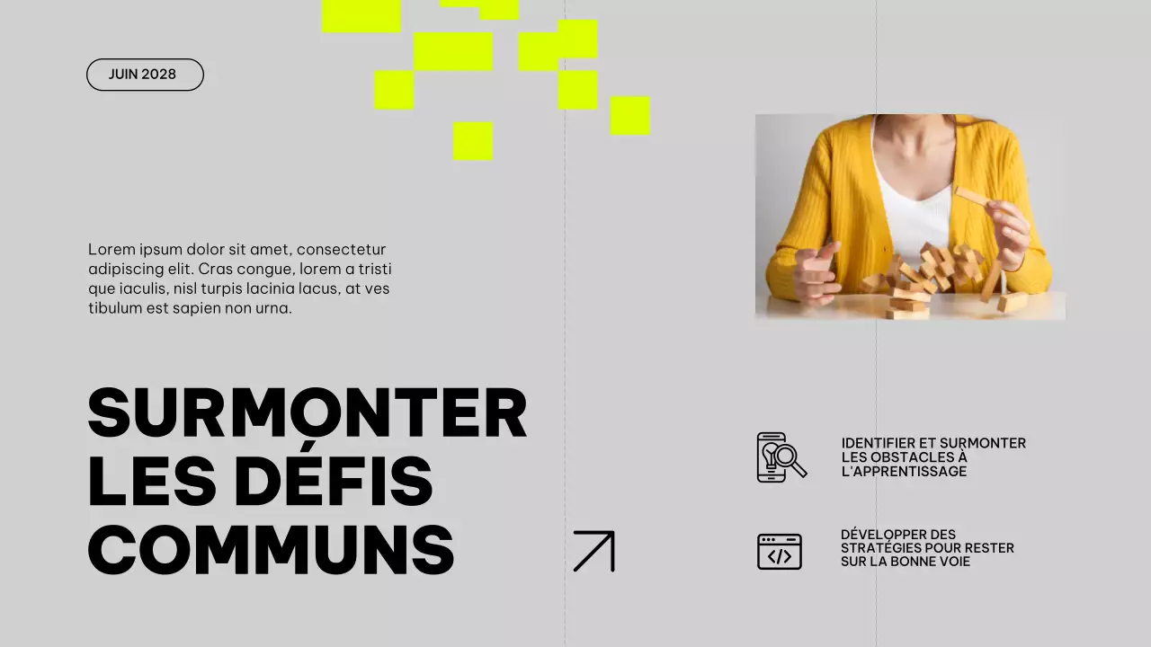 Plan d'étude du matériel de classe pour l'amélioration des tendances en gris et en citron vert