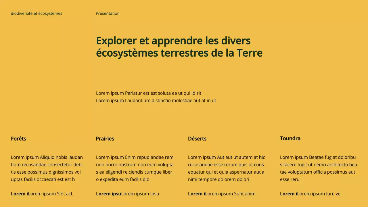 Matériel d'étude sur la biodiversité et les écosystèmes verts et modernes