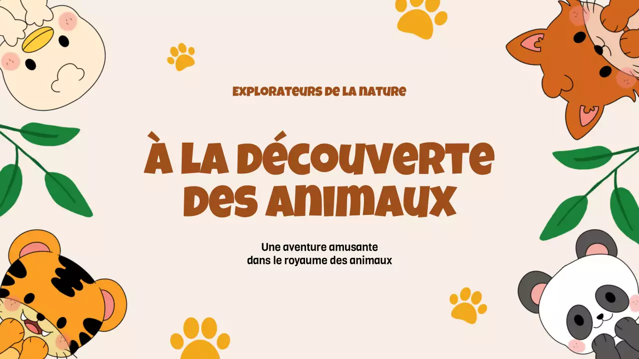 Beige Animation Découverte des animaux Matériel d'étude