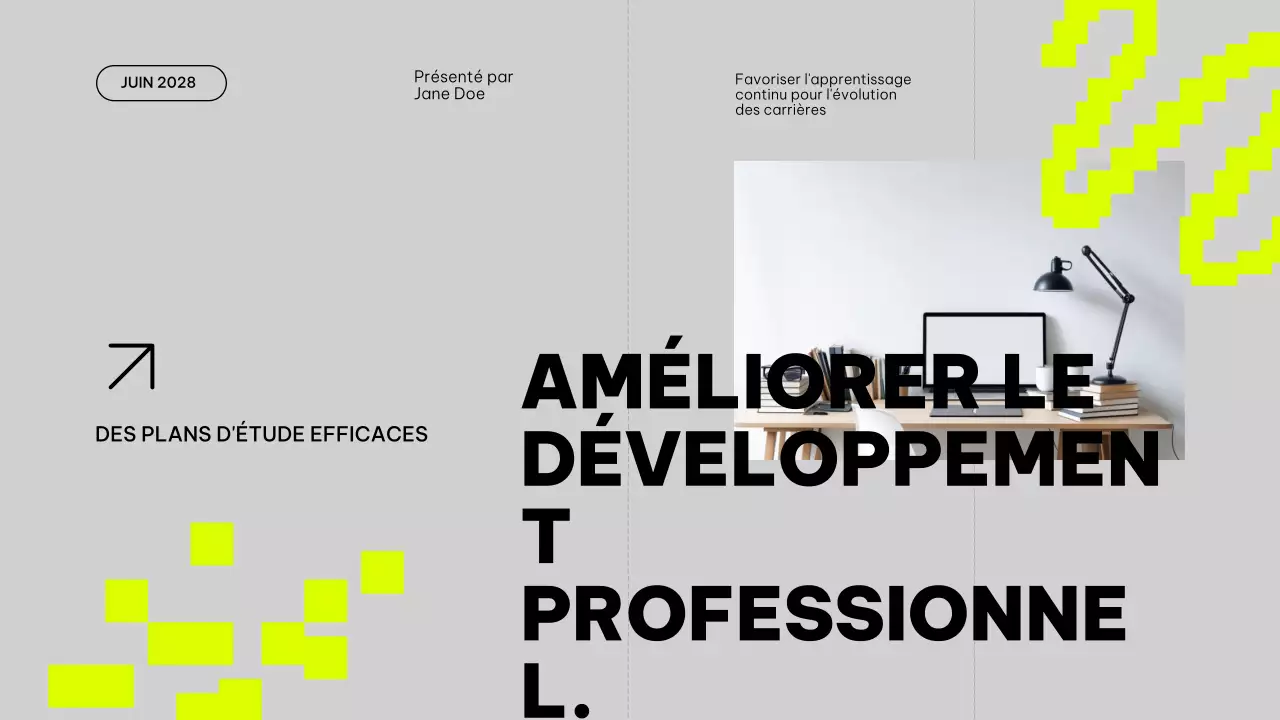 Plan d'étude du matériel de classe pour l'amélioration des tendances en gris et en citron vert