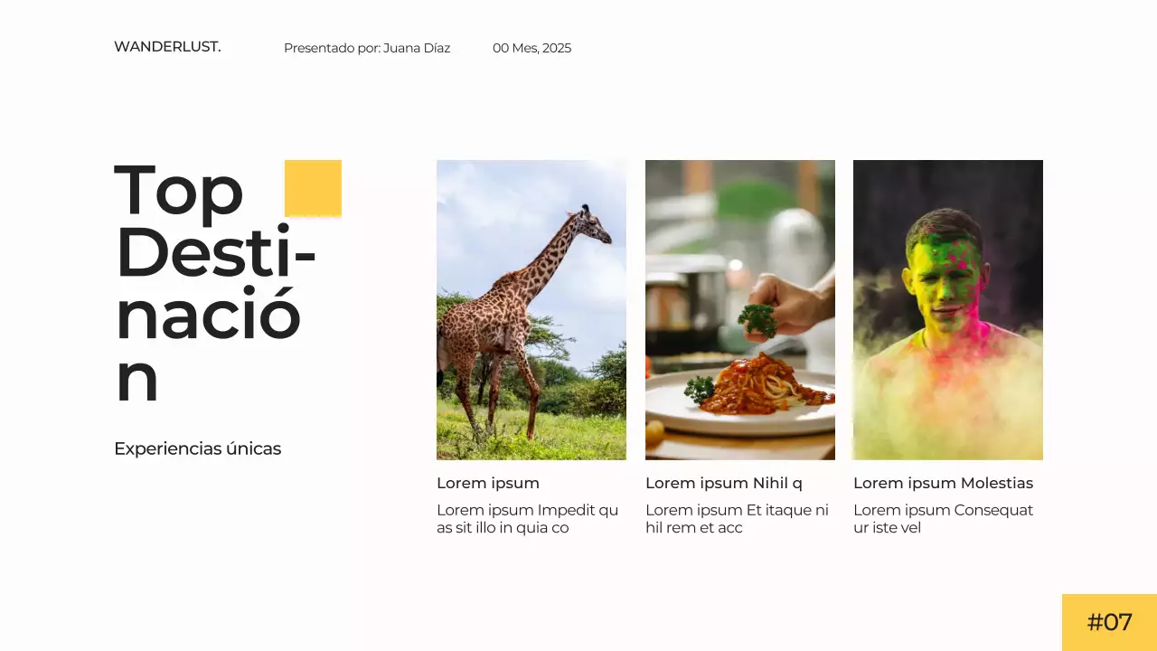 Blanco Amarillo Moderno Simple Minimal Agencia de Viajes Presentación Campaña Publicitaria