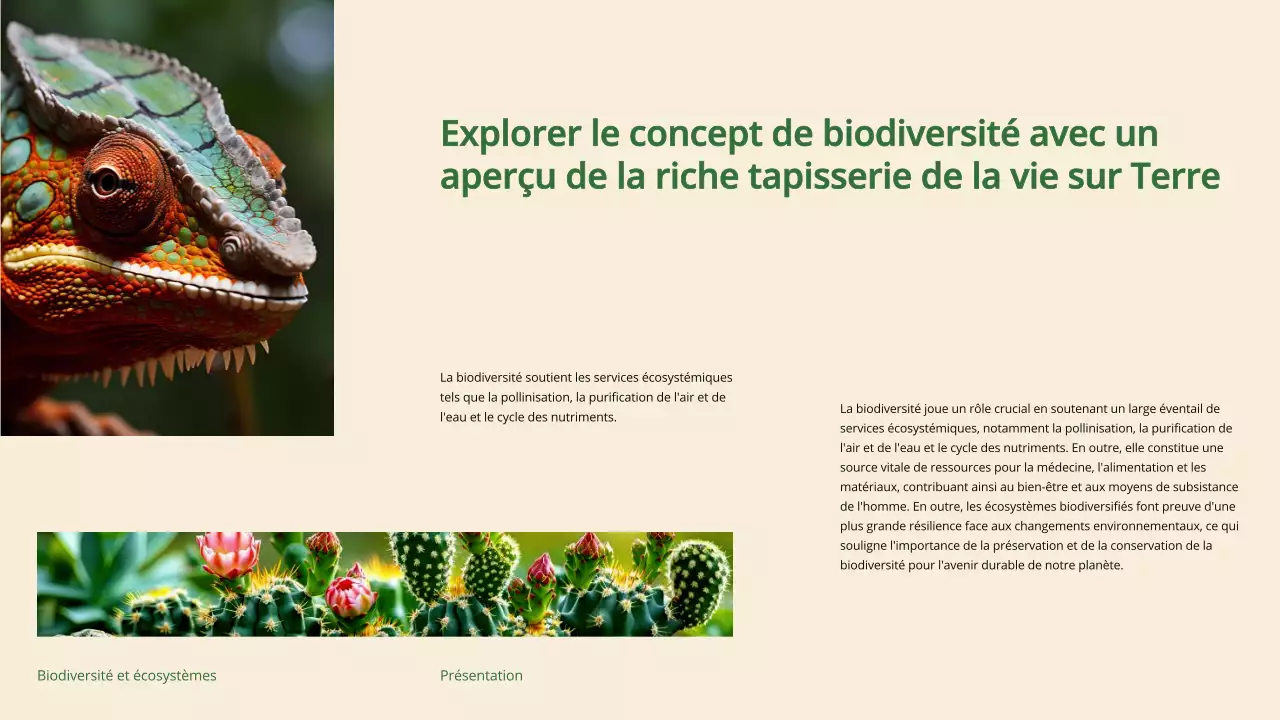 Matériel d'étude sur la biodiversité et les écosystèmes verts et modernes