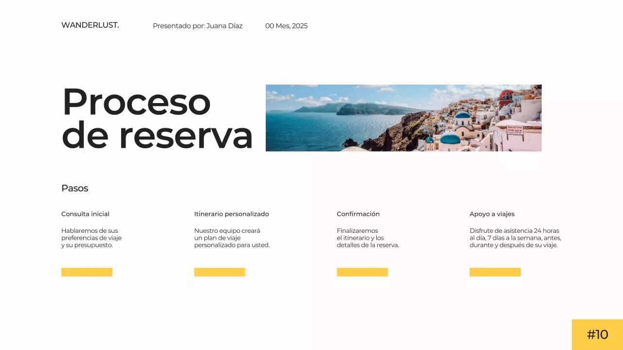 Blanco Amarillo Moderno Simple Minimal Agencia de Viajes Presentación Campaña Publicitaria