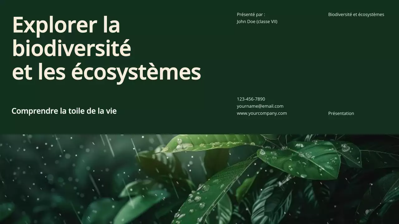 Matériel d'étude sur la biodiversité et les écosystèmes verts et modernes