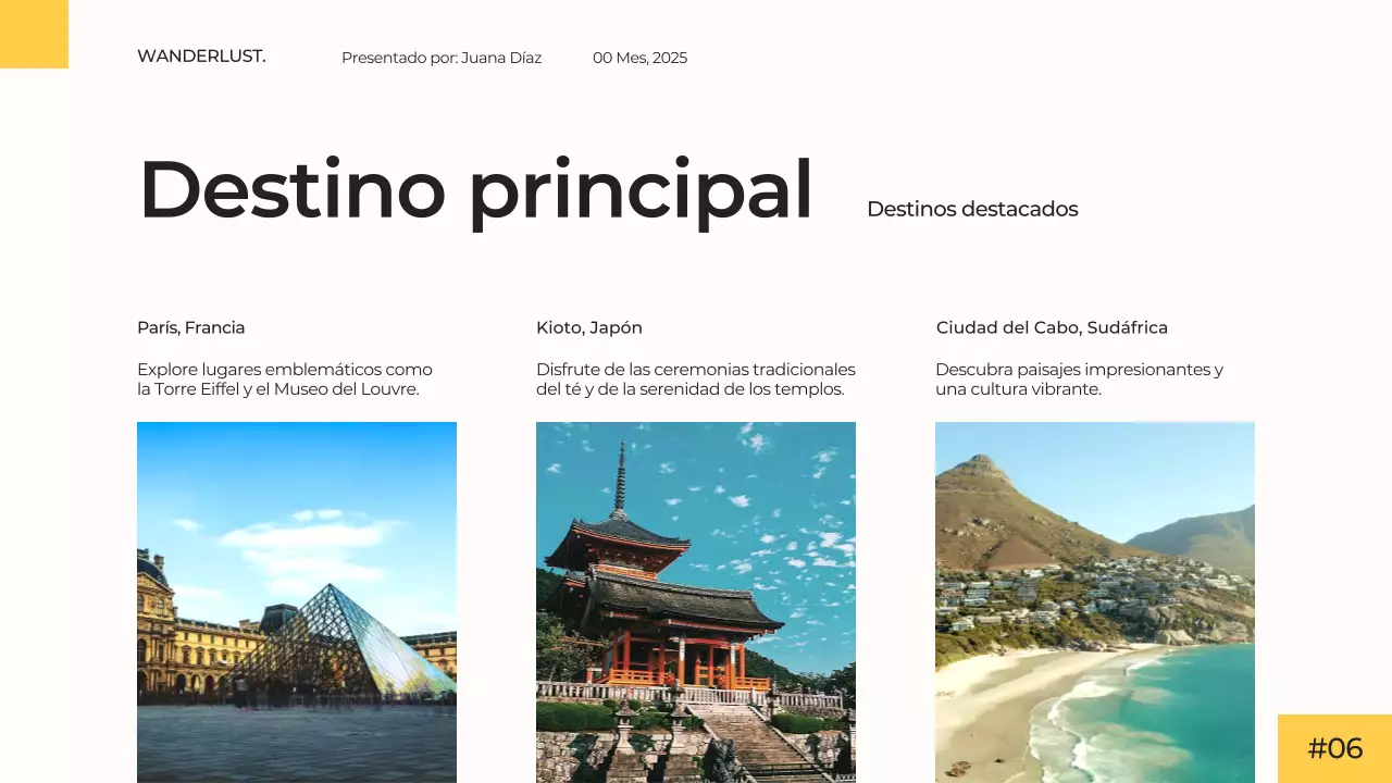 Blanco Amarillo Moderno Simple Minimal Agencia de Viajes Presentación Campaña Publicitaria