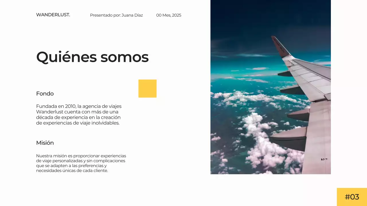 Blanco Amarillo Moderno Simple Minimal Agencia de Viajes Presentación Campaña Publicitaria