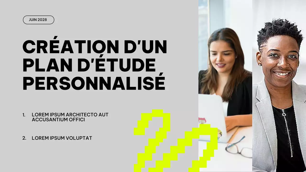 Plan d'étude du matériel de classe pour l'amélioration des tendances en gris et en citron vert