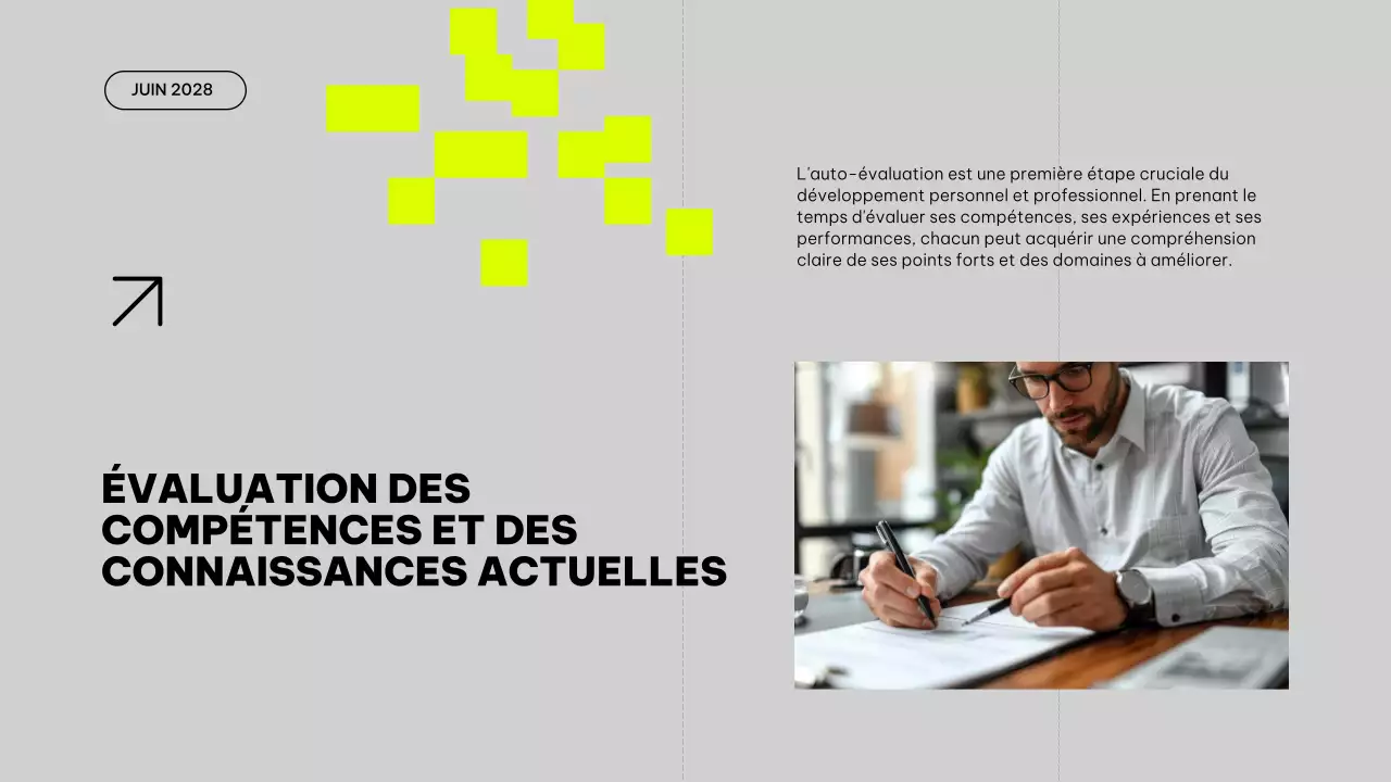 Plan d'étude du matériel de classe pour l'amélioration des tendances en gris et en citron vert