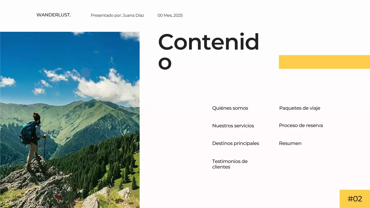 Blanco Amarillo Moderno Simple Minimal Agencia de Viajes Presentación Campaña Publicitaria