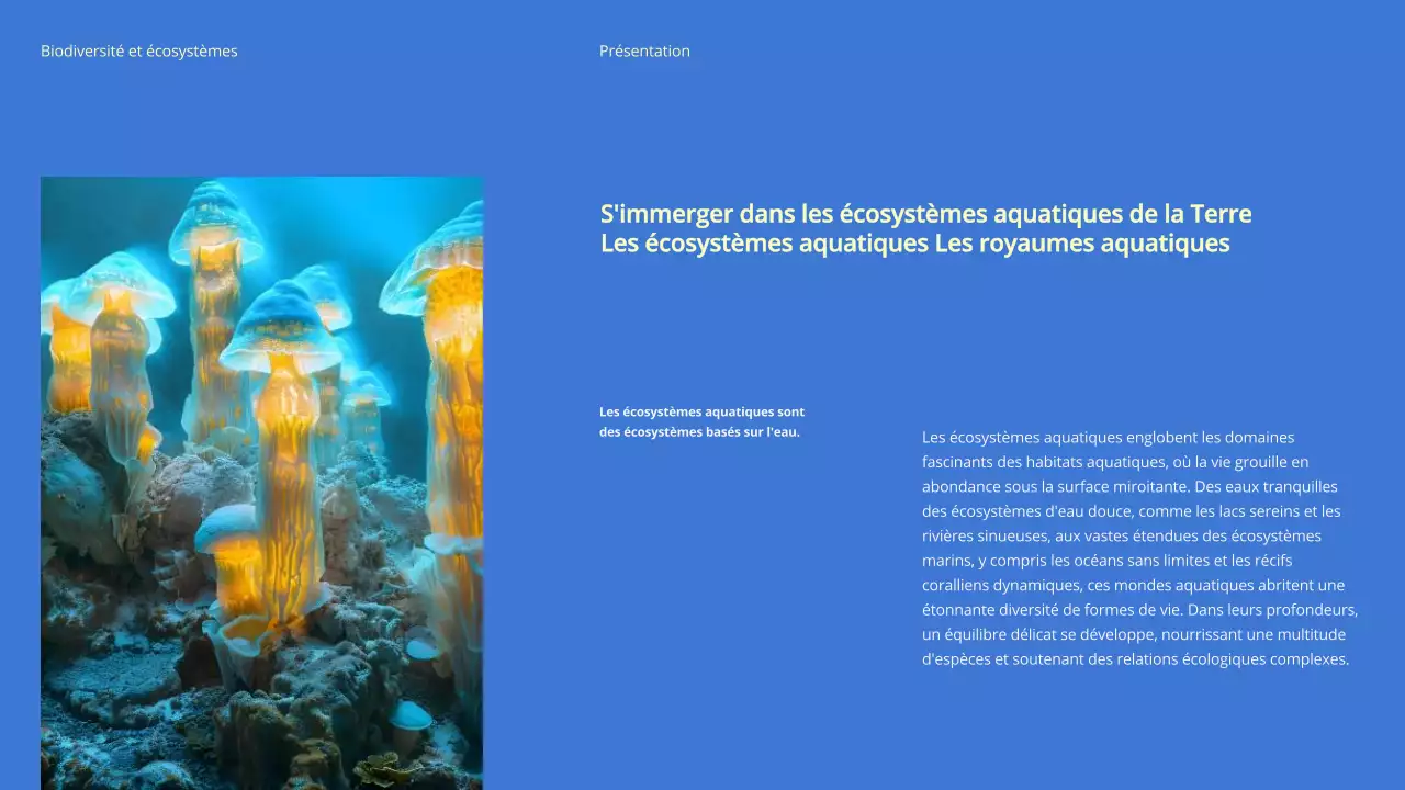 Matériel d'étude sur la biodiversité et les écosystèmes verts et modernes