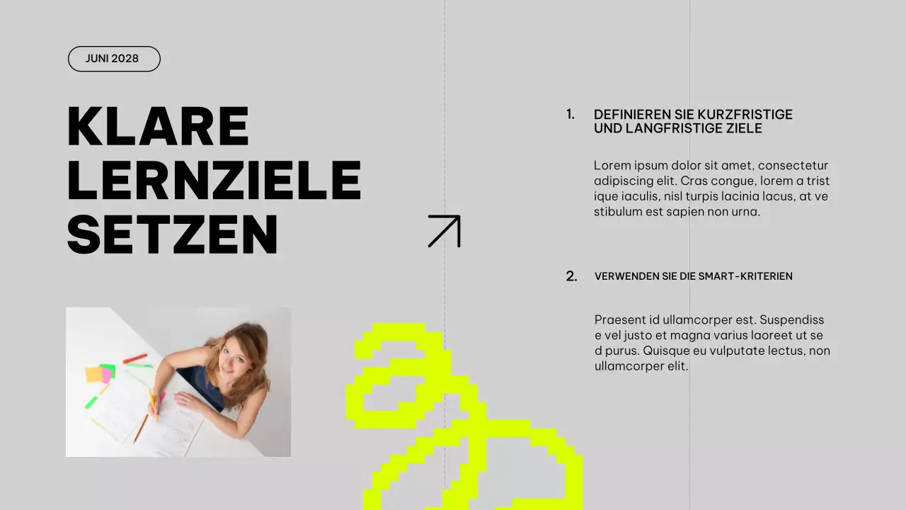 Grauer und kalkfarbener Trend zur Verbesserung des Studienplans Unterrichtsmaterial