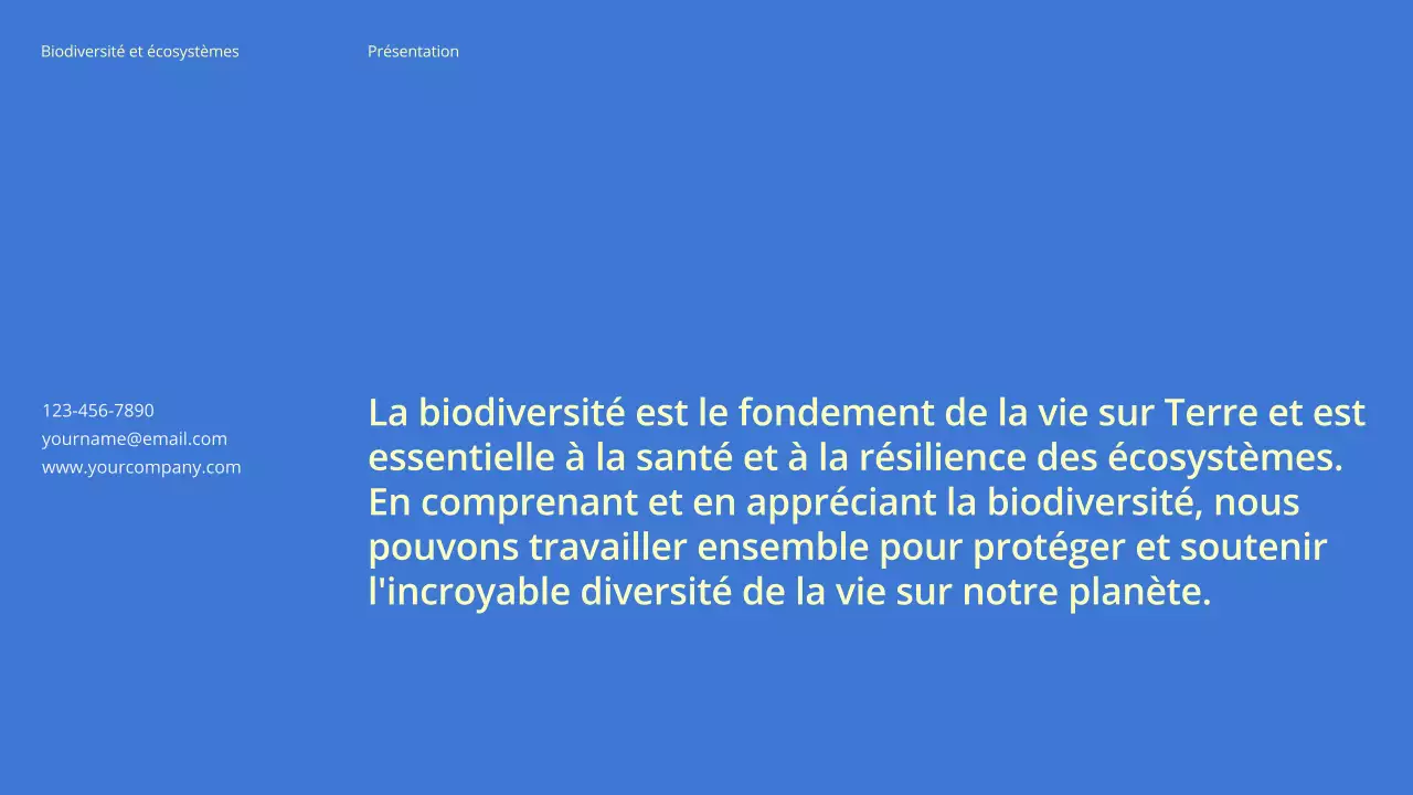Matériel d'étude sur la biodiversité et les écosystèmes verts et modernes
