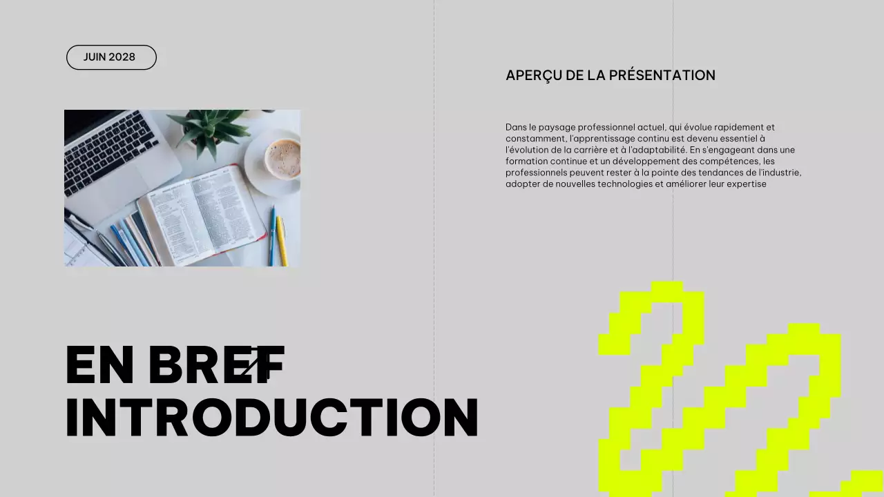 Plan d'étude du matériel de classe pour l'amélioration des tendances en gris et en citron vert