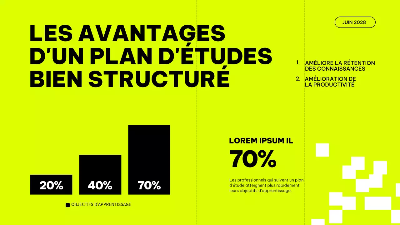 Plan d'étude du matériel de classe pour l'amélioration des tendances en gris et en citron vert