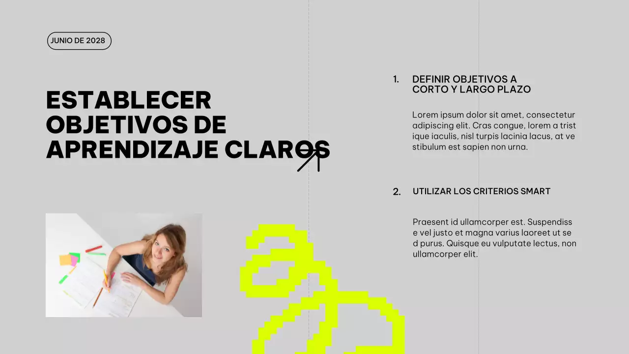 Material de clase del plan de estudio de mejora de las tendencias gris y lima