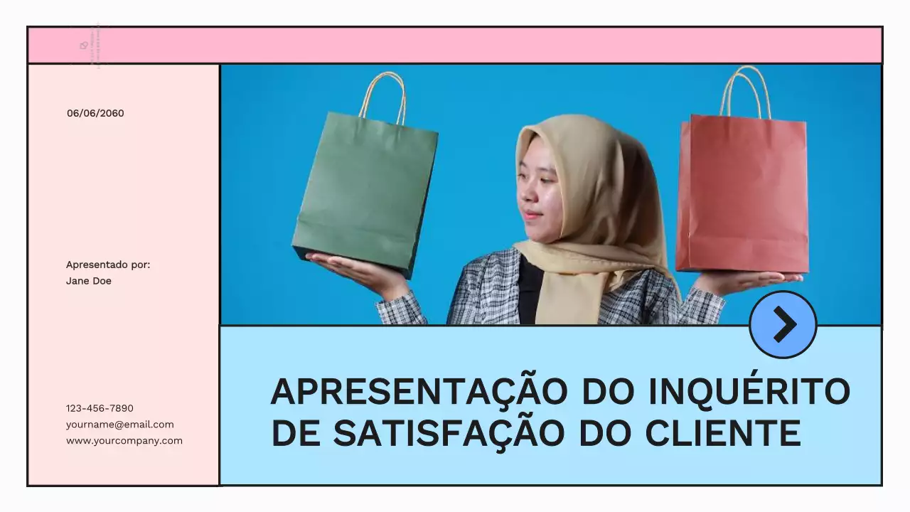 Inquérito de satisfação do cliente moderno azul e rosa