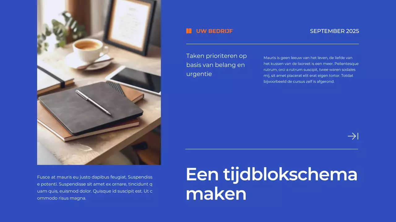 Blue Simple Time Management Plan Studiemateriaal