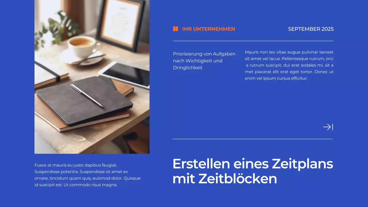 Blue Simple Time Management Plan Studienmaterialien