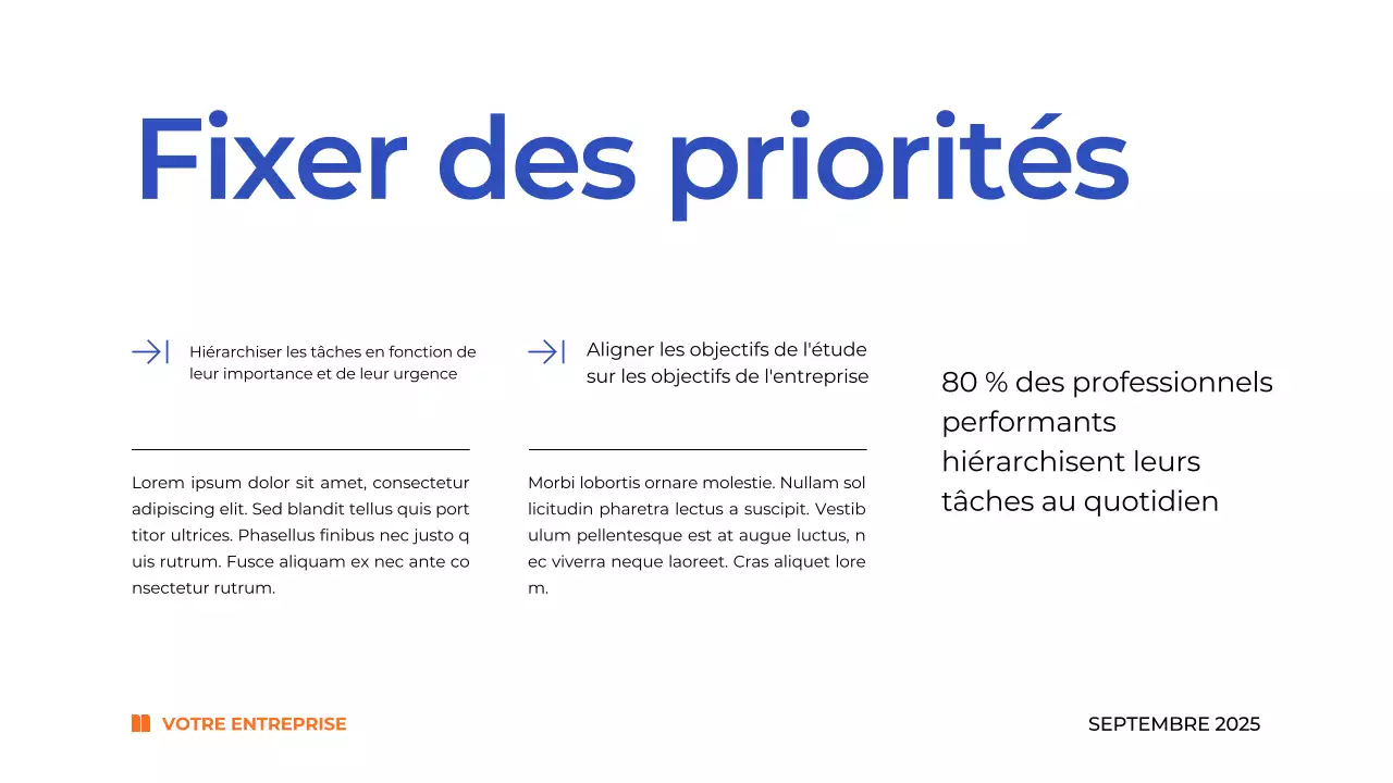 Plan de gestion du temps bleu simple Matériel d'étude