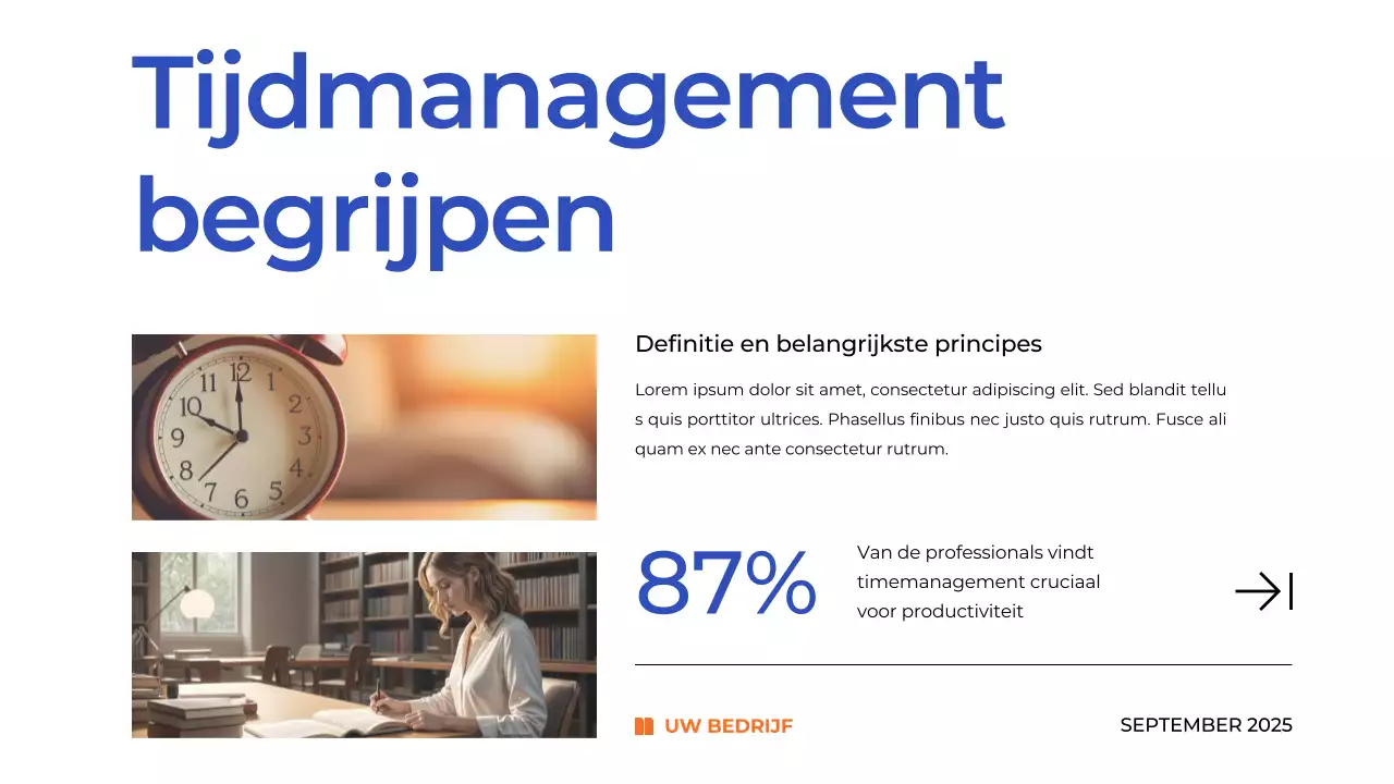 Blue Simple Time Management Plan Studiemateriaal