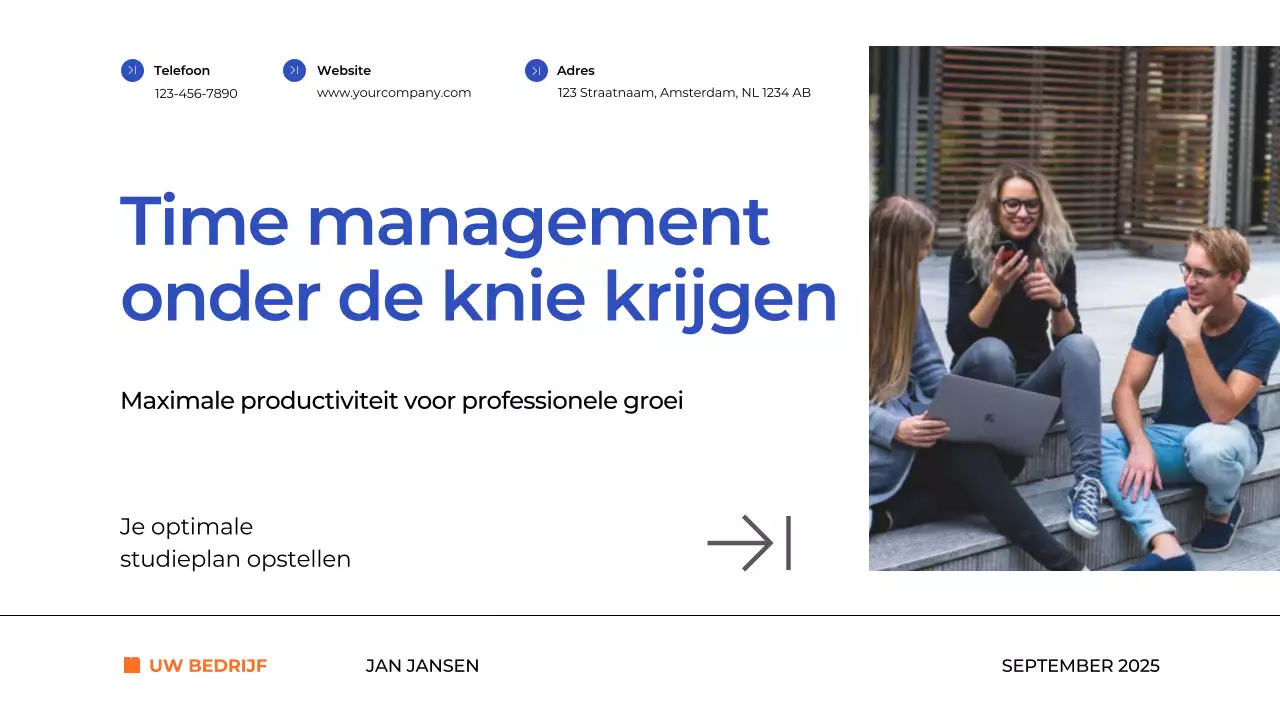 Blue Simple Time Management Plan Studiemateriaal