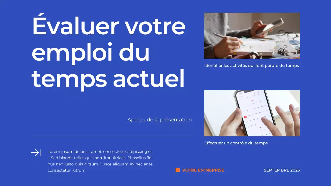 Plan de gestion du temps bleu simple Matériel d'étude