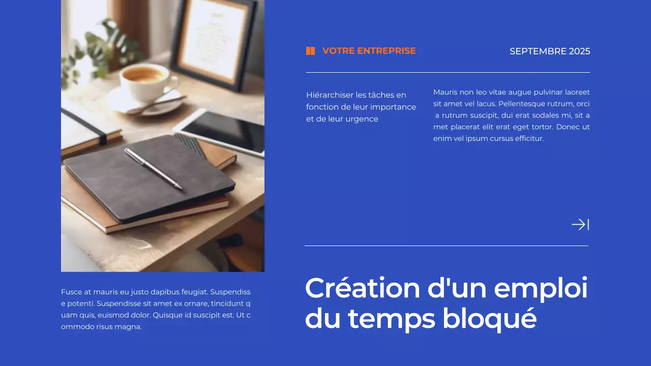 Plan de gestion du temps bleu simple Matériel d'étude