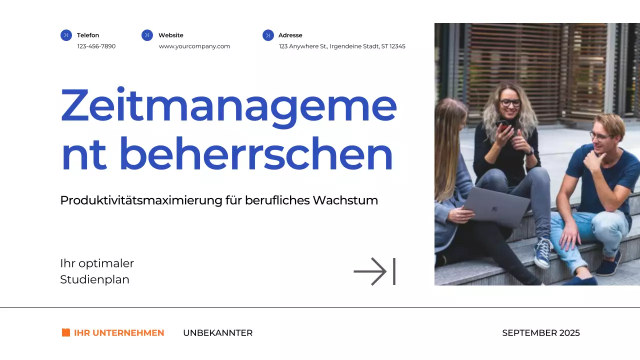 Blue Simple Time Management Plan Studienmaterialien