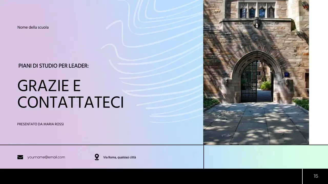 Piano di studio moderno verde e blu Materiale di classe