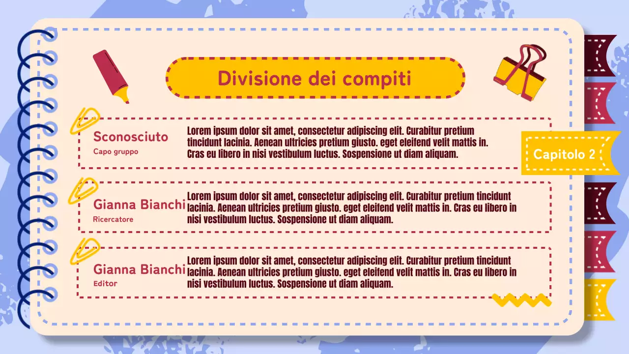 Materiale di studio per il progetto di gruppo di animazione viola