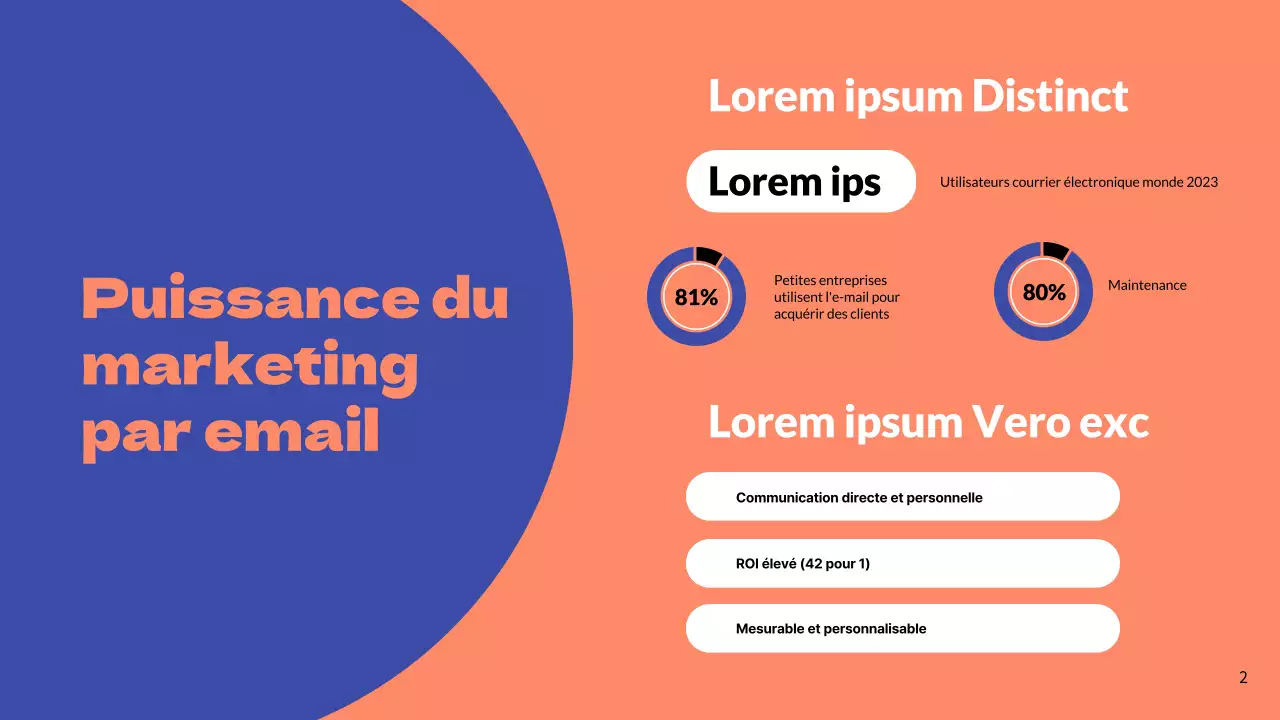 Stratégie commerciale simple de marketing par courriel pour le bleu et l'orange