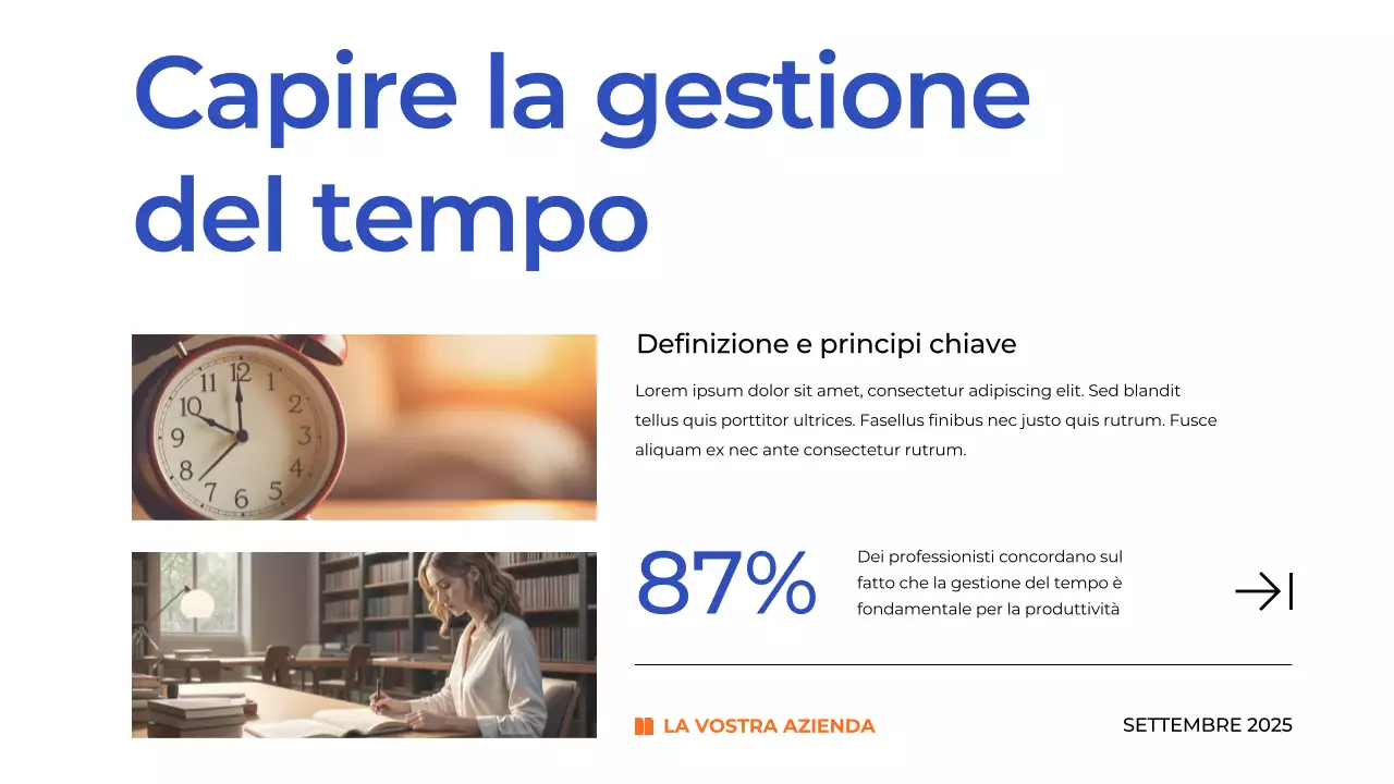 Materiale di studio del Piano di gestione del tempo blu semplice