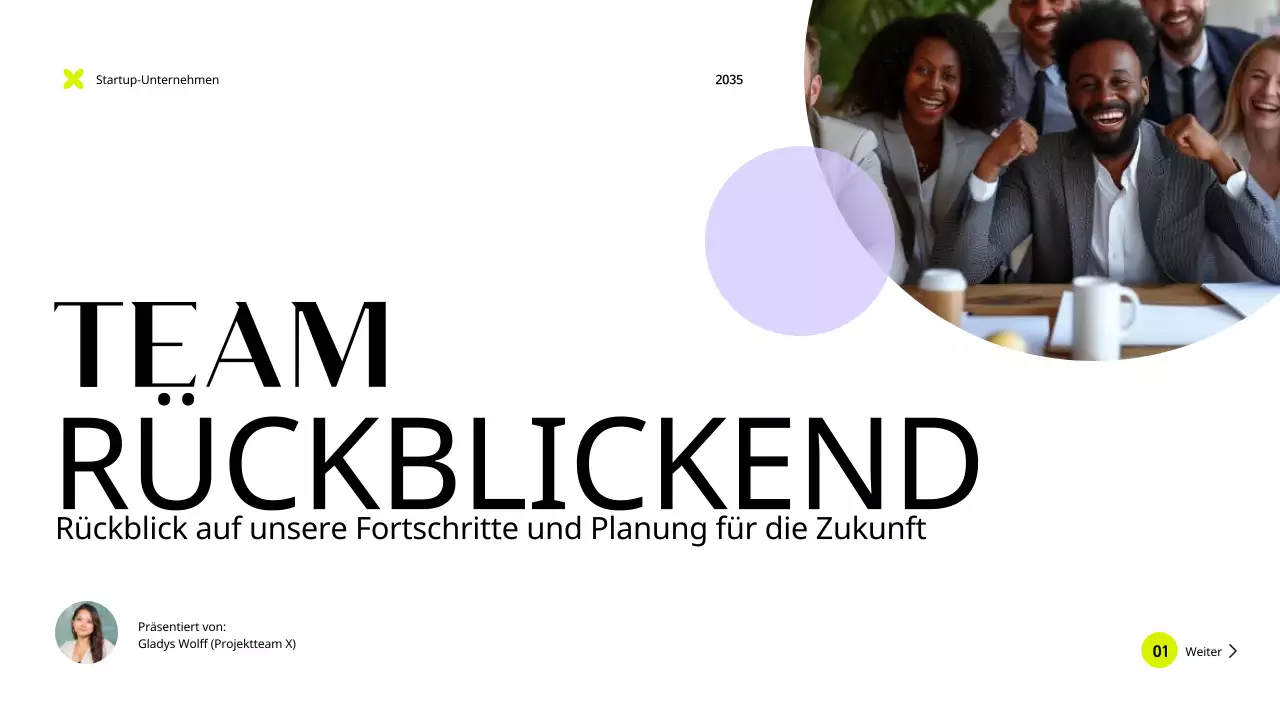 Violett Gelb Modern Einfach Team Retrospektive