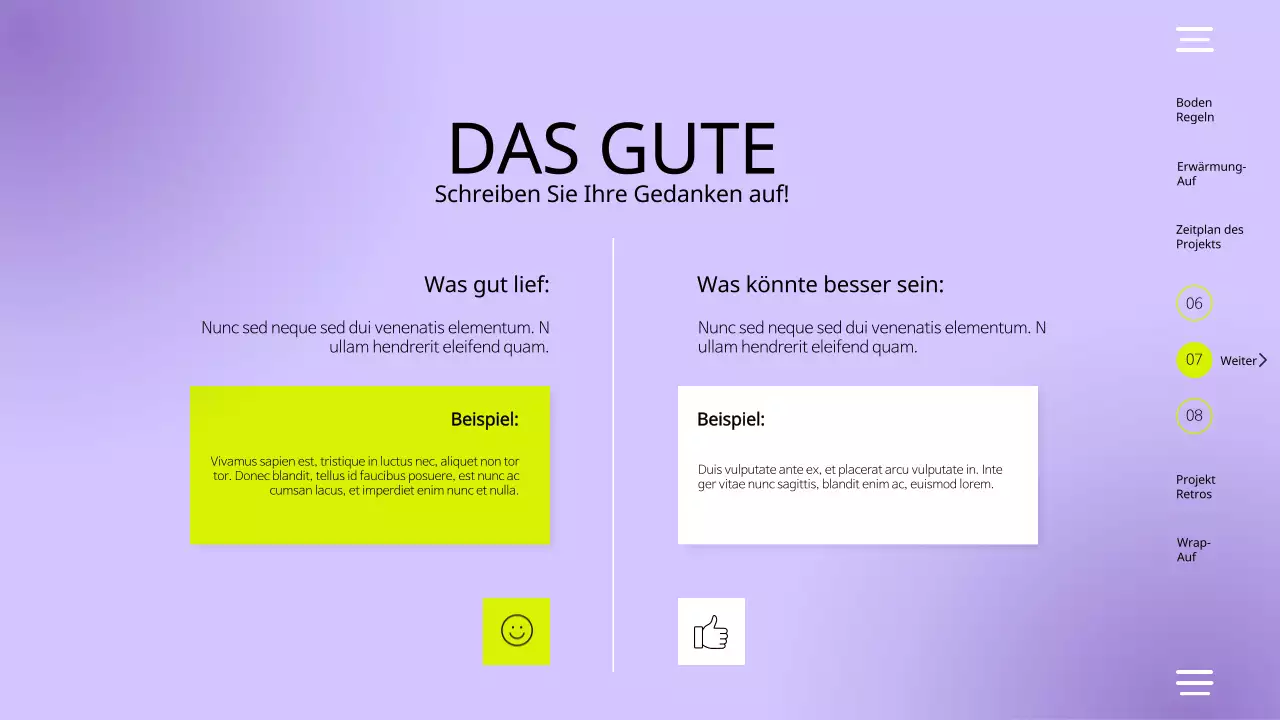 Violett Gelb Modern Einfach Team Retrospektive