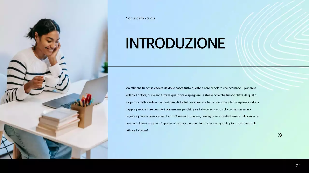 Piano di studio moderno verde e blu Materiale di classe