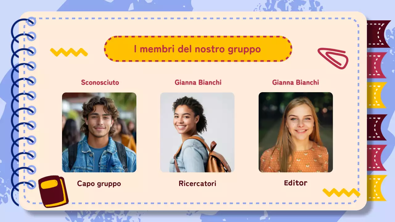 Materiale di studio per il progetto di gruppo di animazione viola