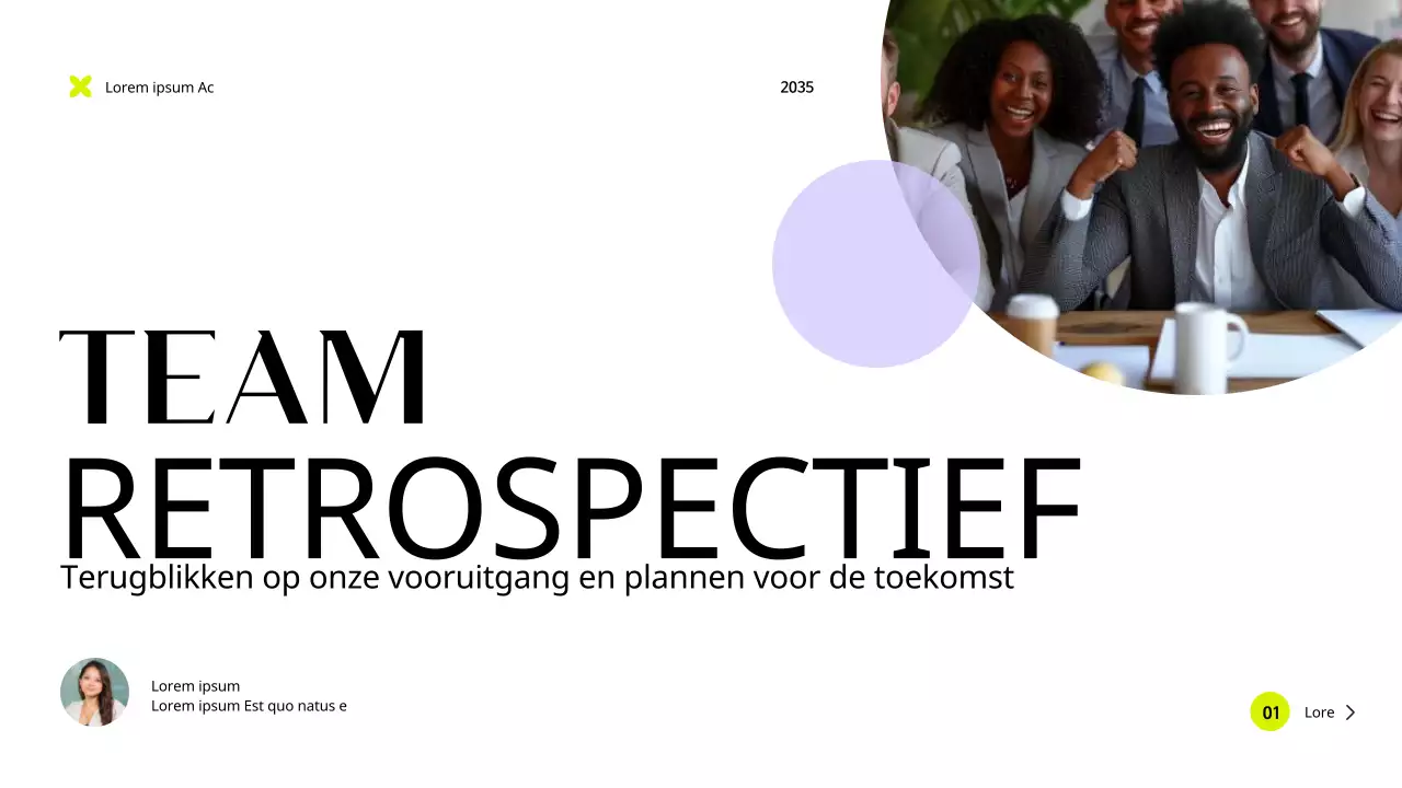 Paars Geel Modern Eenvoudig Team Terugblik