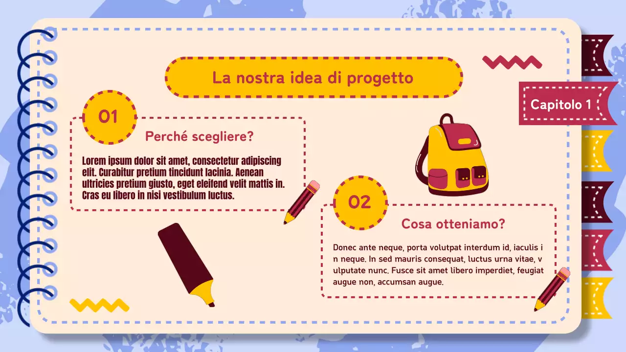 Materiale di studio per il progetto di gruppo di animazione viola