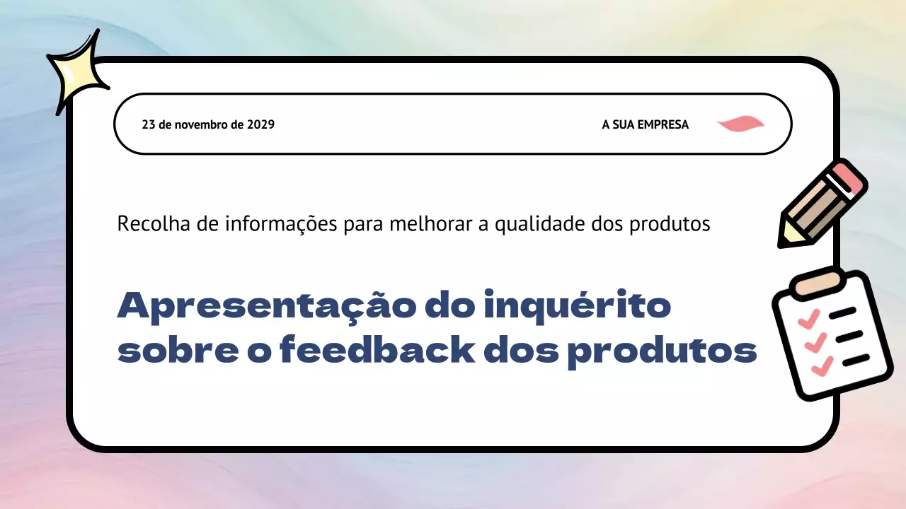 Inquérito de feedback sobre produtos Rainbow Modern
