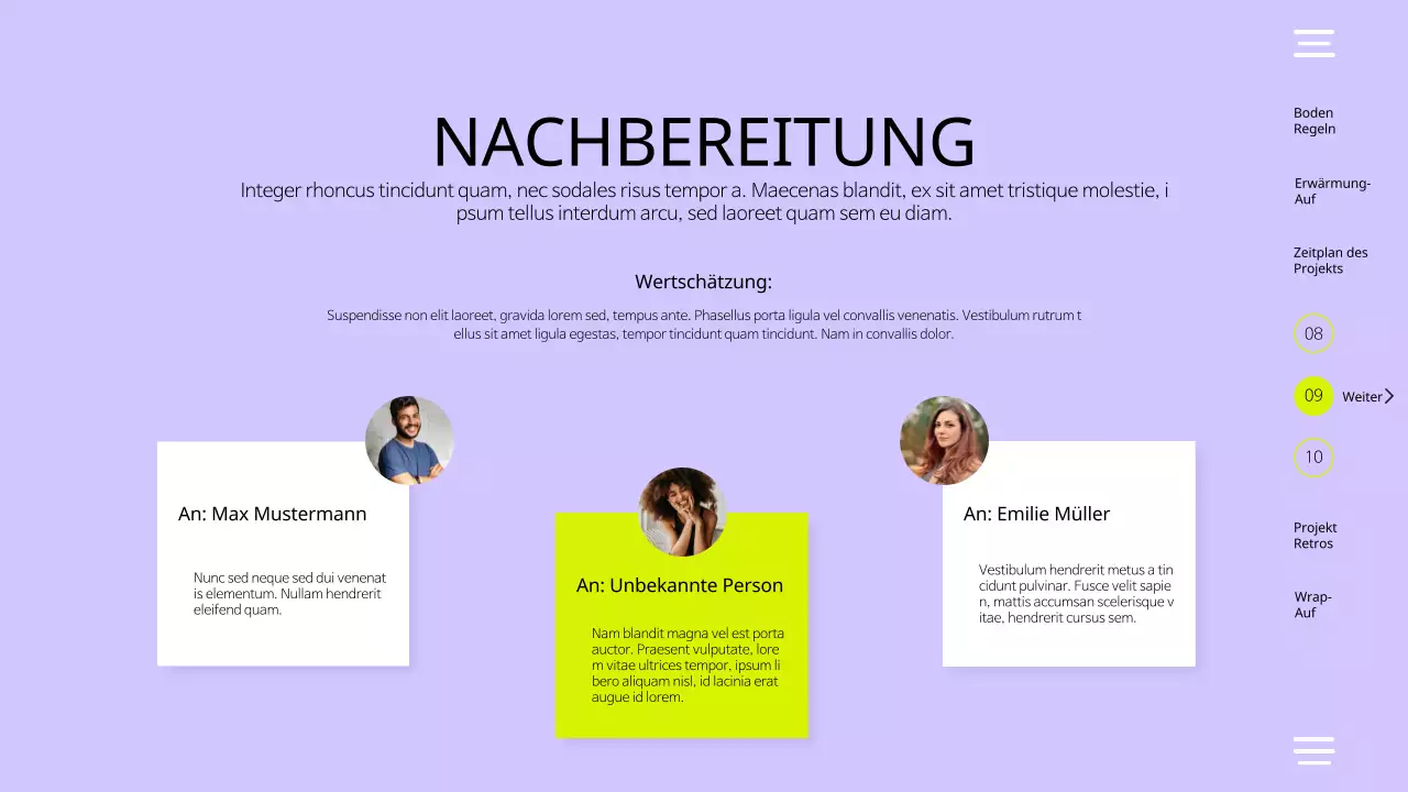 Violett Gelb Modern Einfach Team Retrospektive