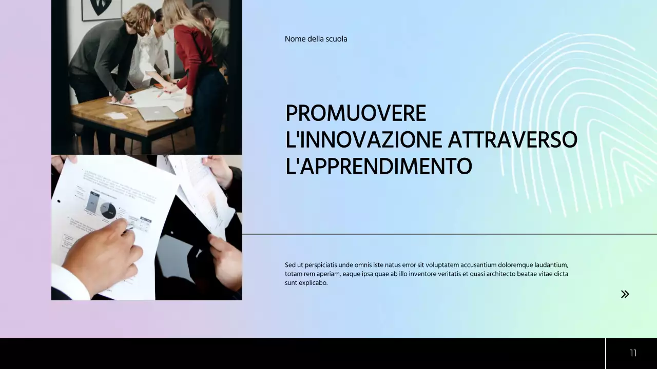 Piano di studio moderno verde e blu Materiale di classe